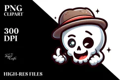 Silly Cartoon Suggar Skull with Winking Eye PNG Product Image 2