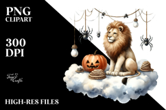 Watercolor Lion in Halloween Style PNG Product Image 2