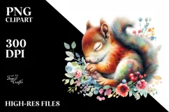 Colorful Baby Squirrel Watercolor Splash Clipart Product Image 3