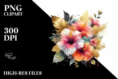 Abstract Bouquet with Hibiscus | Watercolor | Clipart Product Image 3