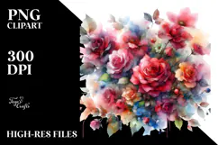 Abstract Red Roses, Watercolor PNG Product Image 2