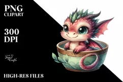 Cute Smiling Baby Dragon | Sublimation Clipart Product Image 1