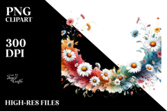 Abstract Colorful Daisy Frame PNG Product Image 2