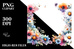 Abstract Colorful Daisy Frame PNG Product Image 2