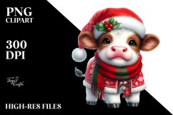 Cute Baby Cow Christmas Clipart Product Image 1