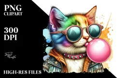 Colorful Kitten Sunglasses Chewing Gum Fun Vibrant Product Image 1