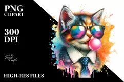 Colorful Kitten Sunglasses Chewing Gum Fun Vibrant Product Image 3