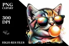 Colorful Kitten Sunglasses Chewing Gum Fun Vibrant Product Image 1