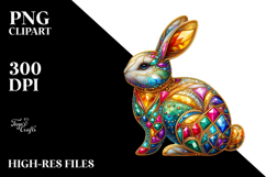 Colorful Bunny Made of Diamonds PNG Product Image 2