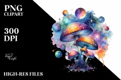 Magical Celestial Astral Mushroom Watercolor Splash Product Image 3