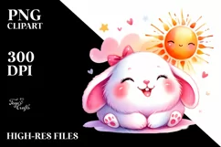 Colorful Baby Bunny Smiling Sun | Sublimation | Clipart Product Image 3