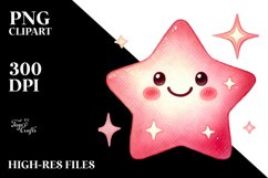 Simple Pinkish Watercolor Star PNG Product Image 2