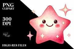 Simple Pinkish Watercolor Star PNG Product Image 2