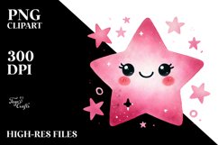 Simple Pinkish Watercolor Star PNG Product Image 2