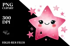 Simple Pinkish Watercolor Star PNG Product Image 2