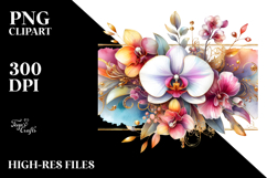 Horizontal Frame with Abstract Orchid PNG Product Image 2