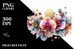 Horizontal Frame with Abstract Orchid PNG Product Image 2