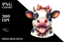 Cow with Bow and Tie PNG Product Image 2