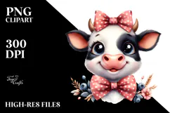 Cow with Bow and Tie PNG Product Image 2