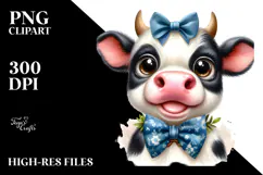 Cow with Bow and Tie PNG Product Image 2