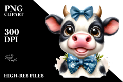 Cow with Bow and Tie PNG Product Image 2