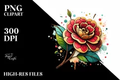 Wooden Camellia Stained Watercolor Splash Product Image 3