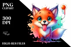 Whimsical Fox with Tongue Out | Sublimation | Clipart Product Image 3
