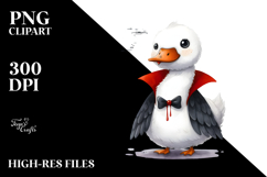 Funny Vampire Swan Watercolor Clipart Product Image 2