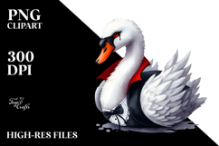 Funny Vampire Swan Watercolor Clipart Product Image 2