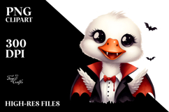 Funny Vampire Swan Watercolor Clipart Product Image 2