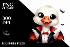 Funny Vampire Swan Watercolor Clipart Product Image 3