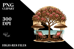 Vintage Tropical Tree Beach Chairs PNG Product Image 2