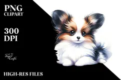 Sitting Papillon Watercolor PNG Product Image 2