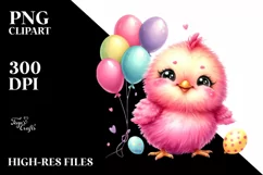 Colorful Baby Chicken With Balloons | Sublimation | Clipart Product Image 3