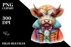 Colorful Baby Cow in Ringmaster Coat PNG Product Image 1