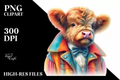 Colorful Baby Cow in Ringmaster Coat PNG Product Image 1
