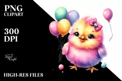 Colorful Baby Chicken With Balloons | Sublimation | Clipart Product Image 3