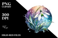 Stained Snowdrop Watercolor Clipart Product Image 1