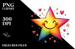 Colorful Star with Hearts, Transparent PNG Product Image 2