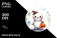 Cute Baby Seal Moon Halloween PNG Product Image 2