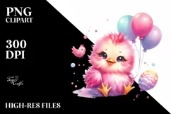 Colorful Baby Chicken With Balloons | Sublimation | Clipart Product Image 3
