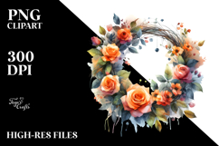 Abstract Vibrant Wreath with Orange Roses Product Image 2