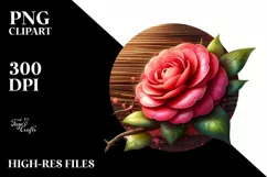 Glossy Camellia Round Wood | Clipart Product Image 3