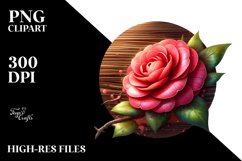 Glossy Camellia Round Wood | Clipart Product Image 1