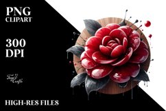 Glossy Camellia Round Wood | Clipart Product Image 1