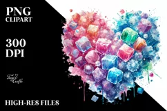 Ice Heart, Watercolor PNG Product Image 2