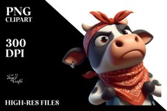 Cartoon Cow with Bandana PNG Product Image 2