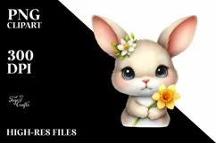 Easter Bunny Egg Flower, Clipart |T-shirt, Mug PNG Product Image 7