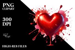 Red Glossy Heart, Digital Painting PNG Product Image 2