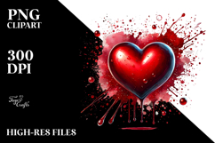 Red Glossy Heart Digital Painting PNG Product Image 2